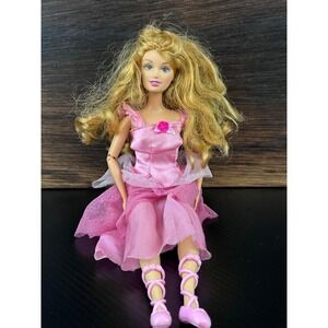 Mattel Barbie Ballerina Doll Pink Glitter Dress Blonde Green Eyes 1998 Vintage